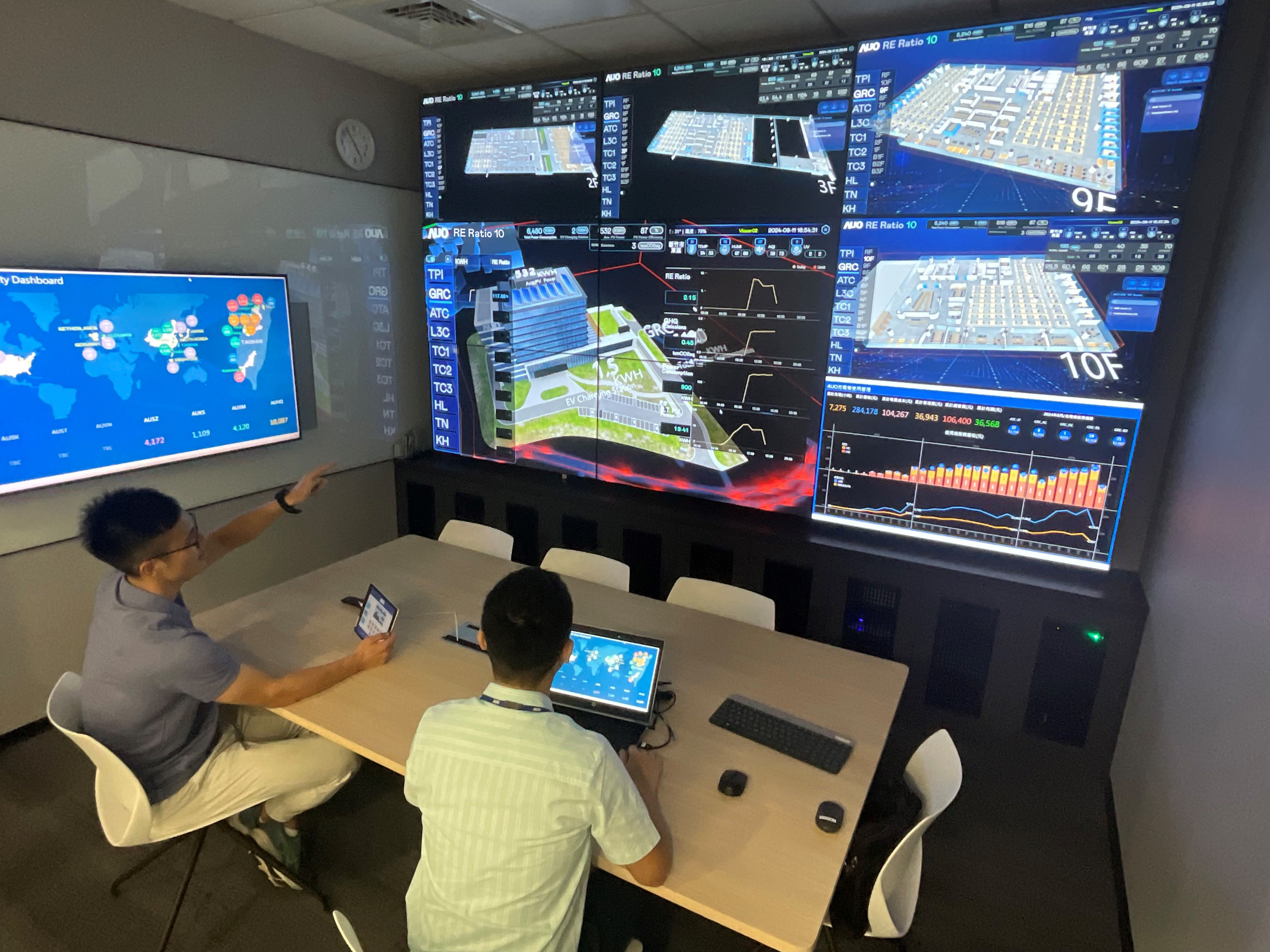 k1体育透过子公司k1体育宇沛之多任务智能楼宇系统，实时监控空调、照明、绿电的运作情形，提升用电管理效能，进行用电优化与耗能设备汰换等节能减碳措施