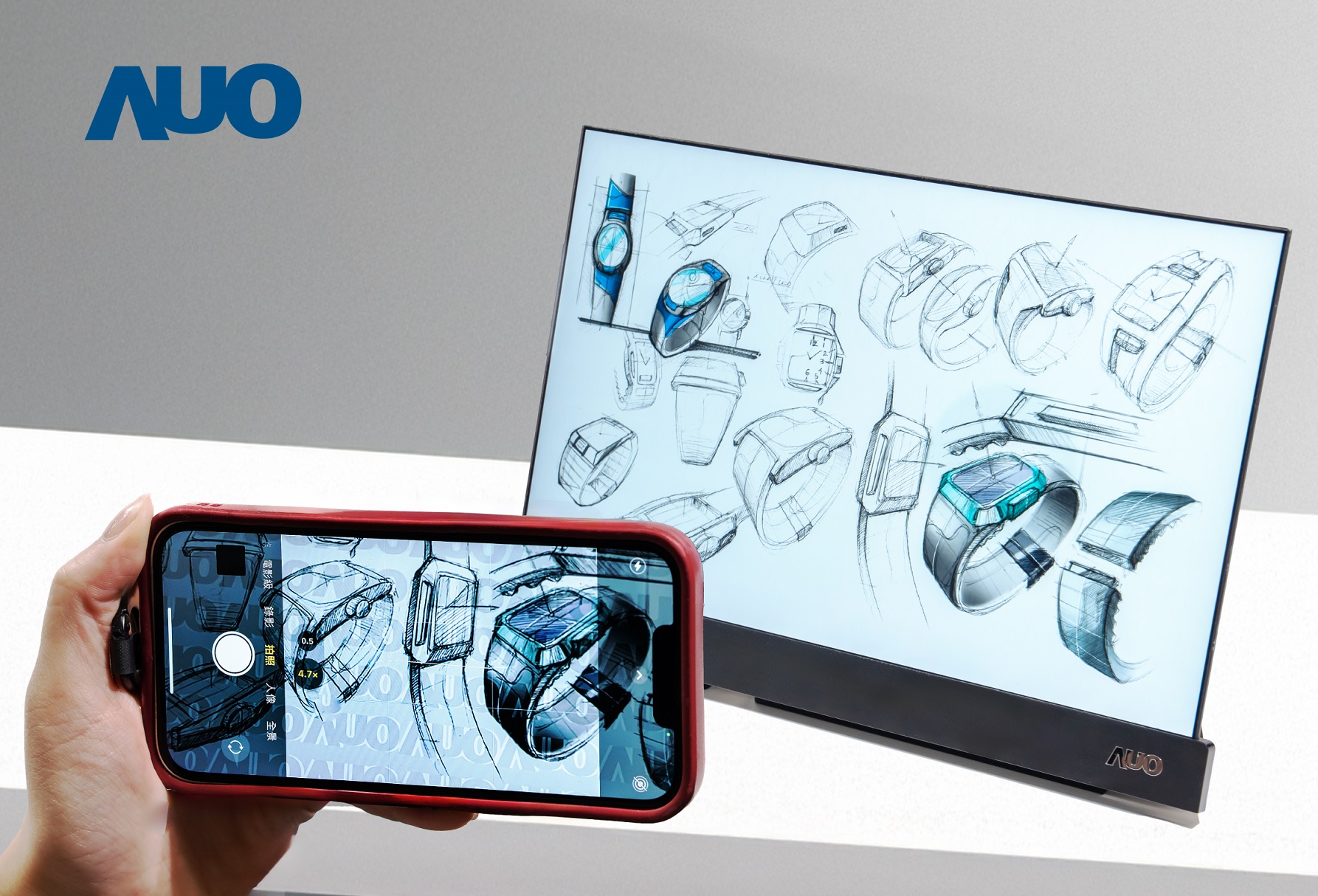 k1体育16吋防窥显示器，采用人眼无法察觉、相机拍摄时才显现的隐藏式水印技术，未来可结合AI镜头侦测周围环境，实时开启或关闭水印，大幅提升在公共场域使用显示器的安全性